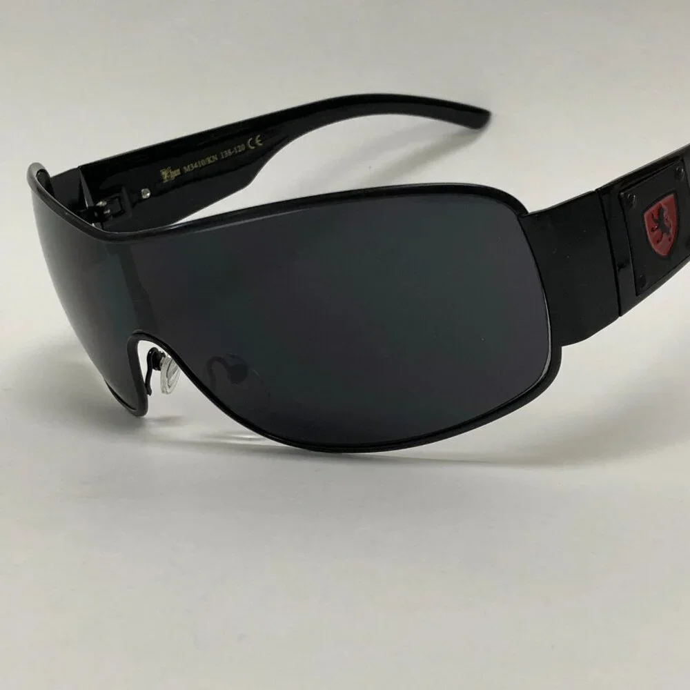 Men Fashion Sunglasses Single Metal Frame Dark Black Lens Sports Outdoor Stylish